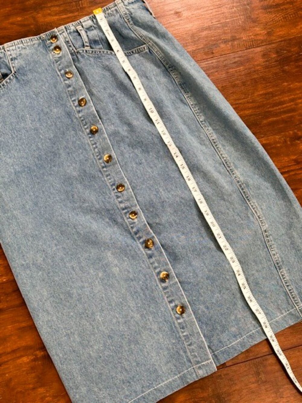 Vintage Gloria Vanderbilt Denim Midi Skirt Button Front Size 16 90s - Picture 11 of 12